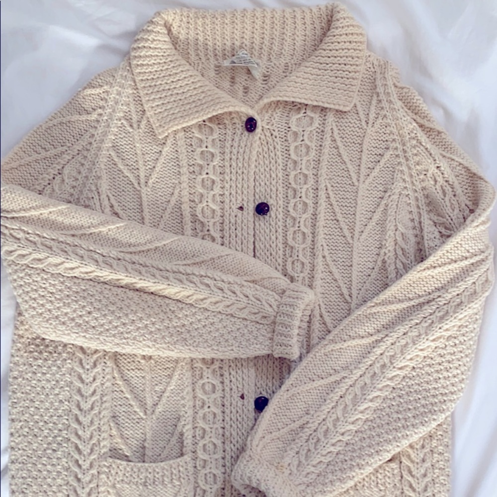 Vintage Sheila Handknits Fisherman Wool Cable Knit